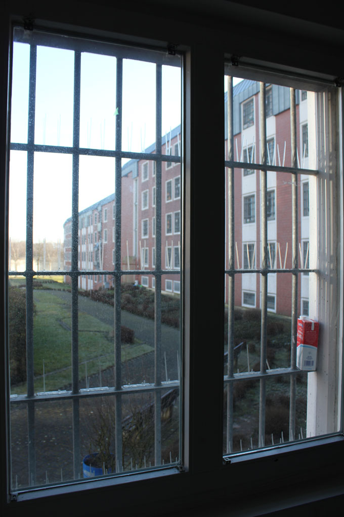 Blick durch ein vergittertes Fenster: Der Wechsel in die Tätigkeit im Gefängnis erfordert für neue Mitarbeitende zunächst eine Umstellung.
